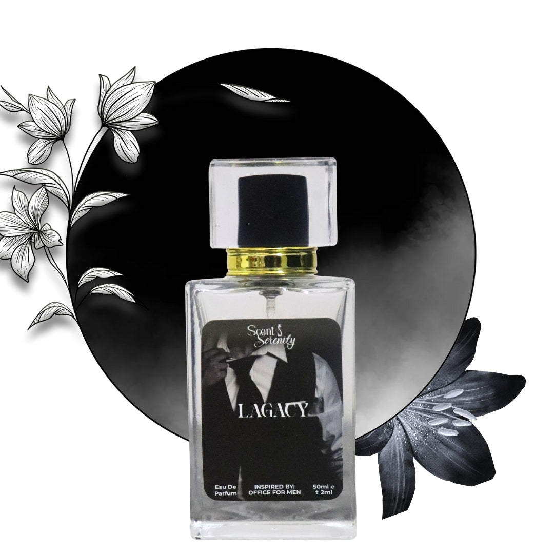 Scents N Serenity / Scent N Serenity-Perfume bottle labeled 'Legacy' with decorative elements on a white background